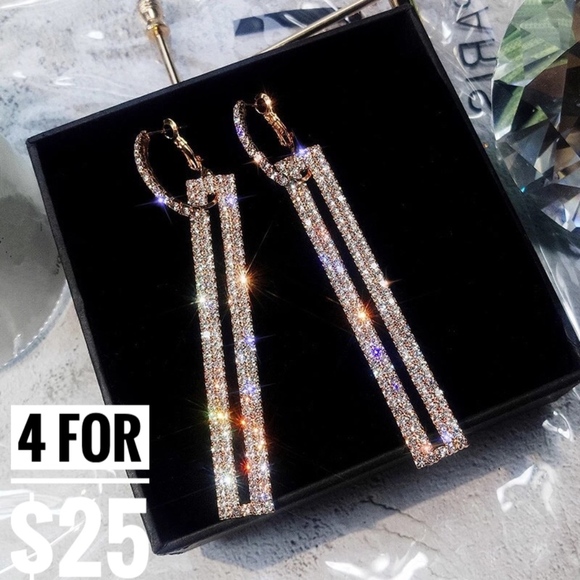 4 for $25 SALE!!!! Rose Gold Rhinestone Earrings - Picture 7 of 7